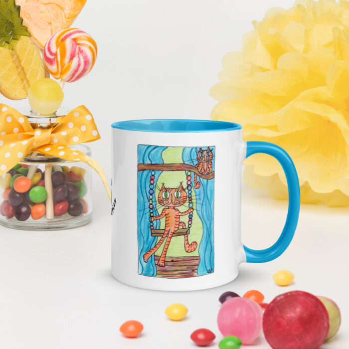 Swinging Kitty Mug with Color Inside - Image 3