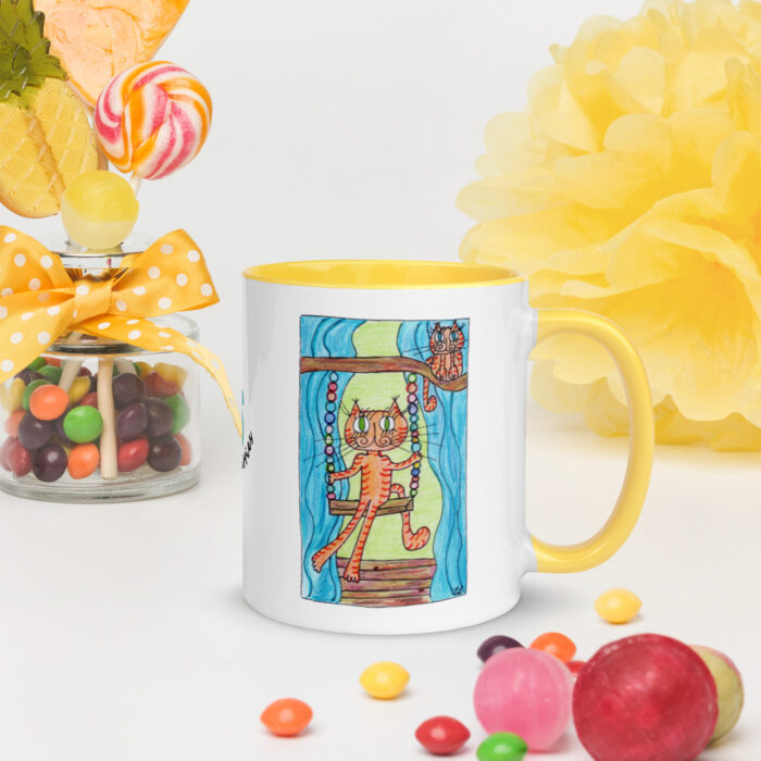 Swinging Kitty Mug with Color Inside - Image 5