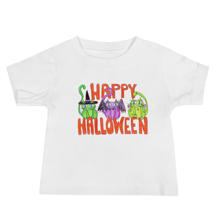 Curly Cat Halloween Baby Jersey Short Sleeve Tee
