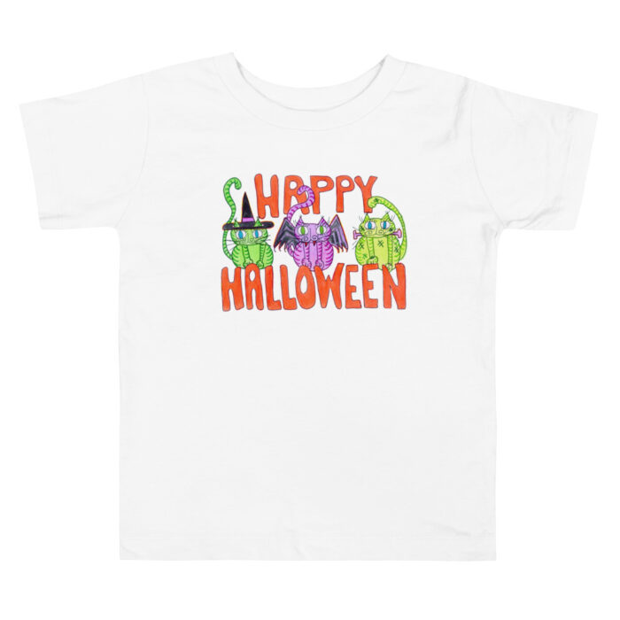Curly Cat Halloween Toddler Short Sleeve Tee - Image 2