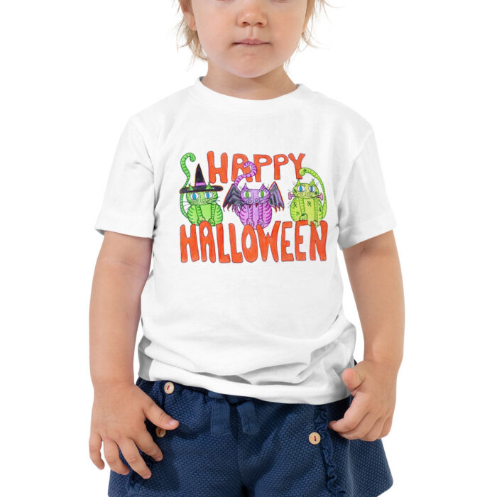 Curly Cat Halloween Toddler Short Sleeve Tee - Image 6