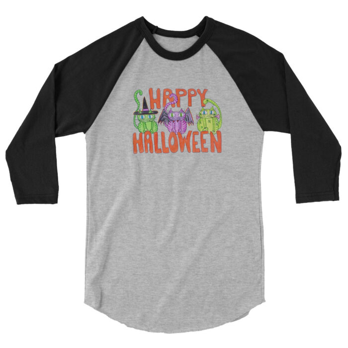 Halloween Cat-tacular Adult 3/4 Baseball Shirt - Image 2
