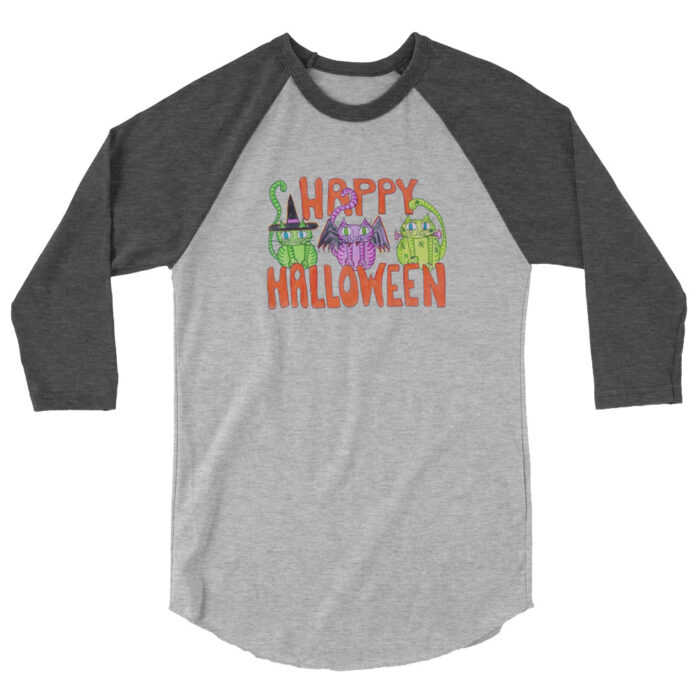 Halloween Cat-tacular Adult 3/4 Baseball Shirt - Image 3