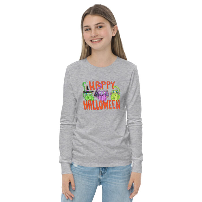 Curly Cat Halloween Youth Long Sleeve Tee - Image 10