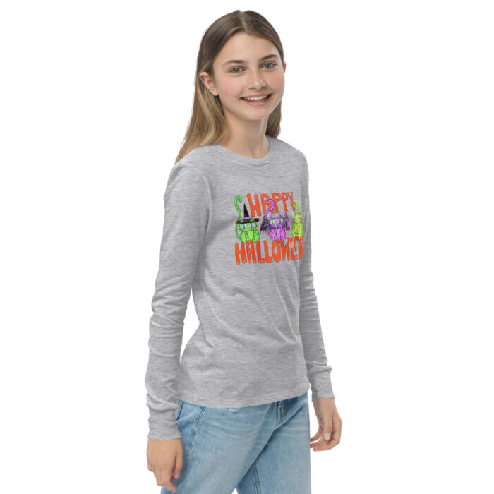 Curly Cat Halloween Youth Long Sleeve Tee - Image 12