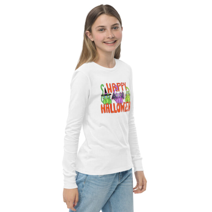Curly Cat Halloween Youth Long Sleeve Tee - Image 16