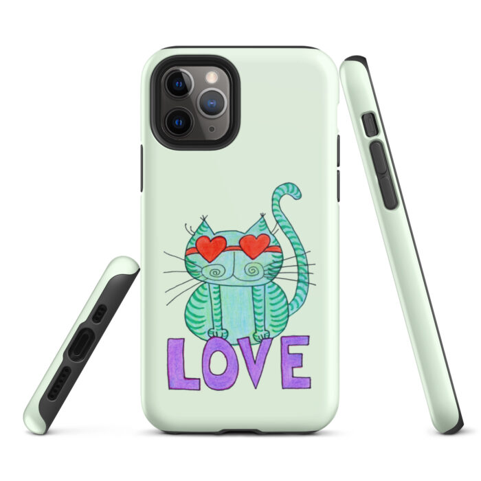 Cool Cat Love Tough iPhone Case- Honeydew - Image 4