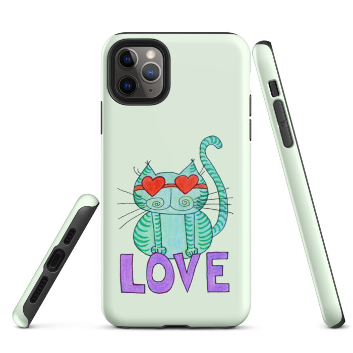 Cool Cat Love Tough iPhone Case- Honeydew - Image 6