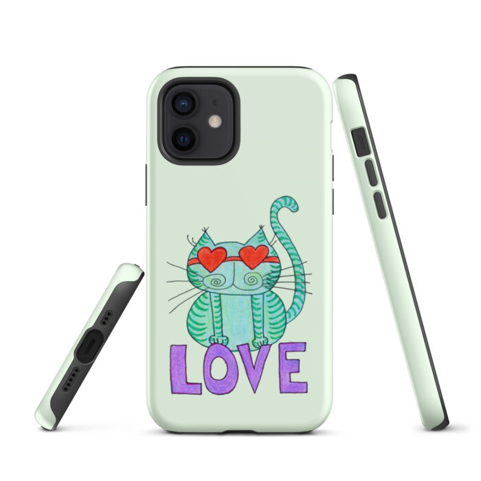 Cool Cat Love Tough iPhone Case- Honeydew - Image 10