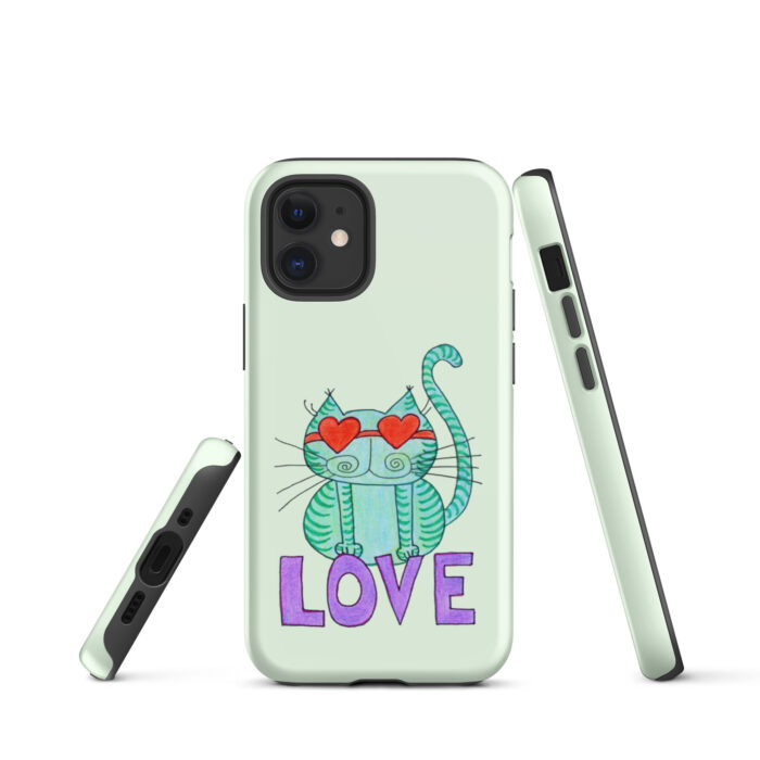 Cool Cat Love Tough iPhone Case- Honeydew - Image 9