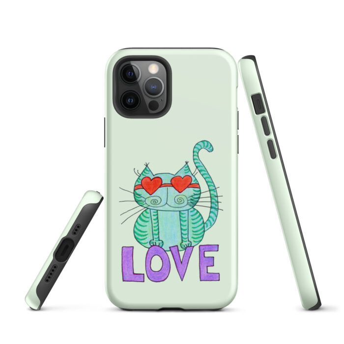 Cool Cat Love Tough iPhone Case- Honeydew - Image 12