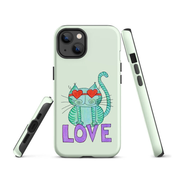 Cool Cat Love Tough iPhone Case- Honeydew - Image 18