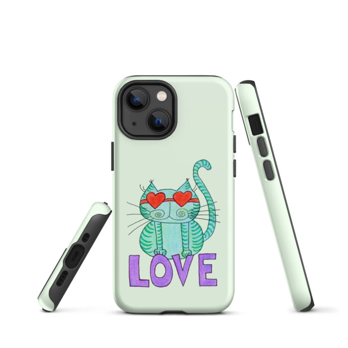 Cool Cat Love Tough iPhone Case- Honeydew - Image 16