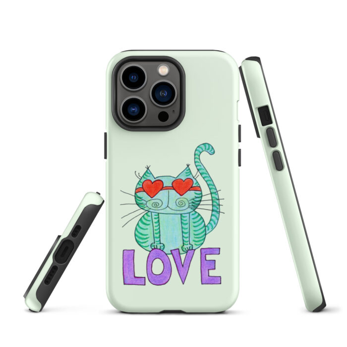 Cool Cat Love Tough iPhone Case- Honeydew - Image 20