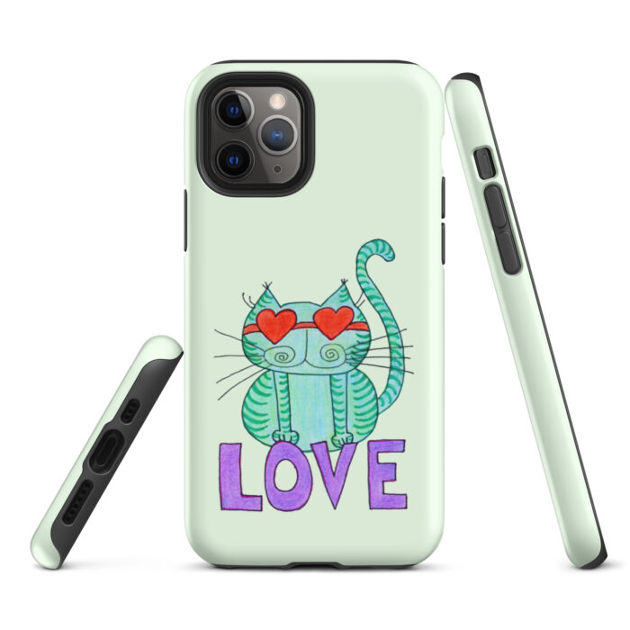 Cool Cat Love Tough iPhone Case- Honeydew - Image 5