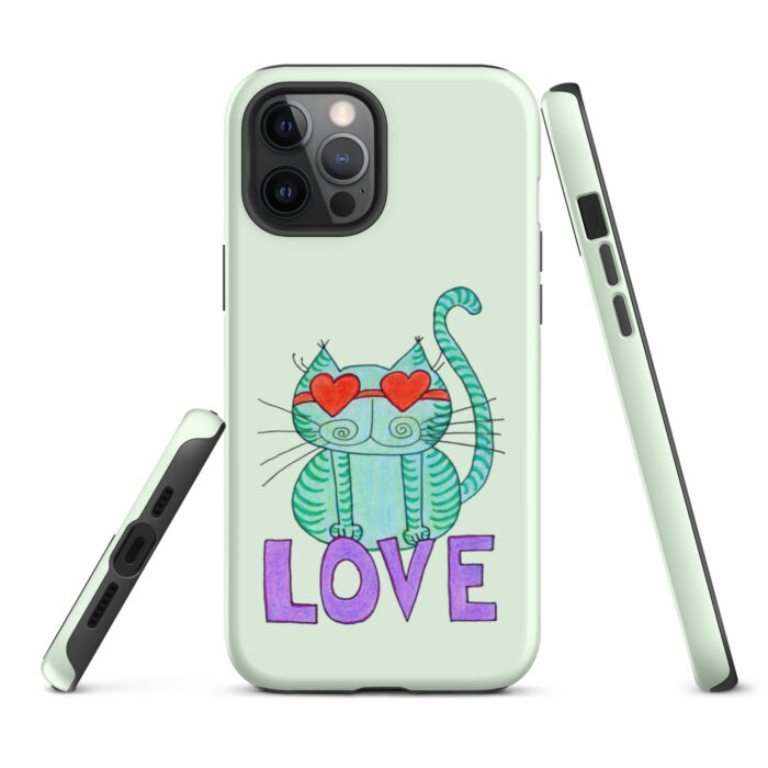 Cool Cat Love Tough iPhone Case- Honeydew - Image 15