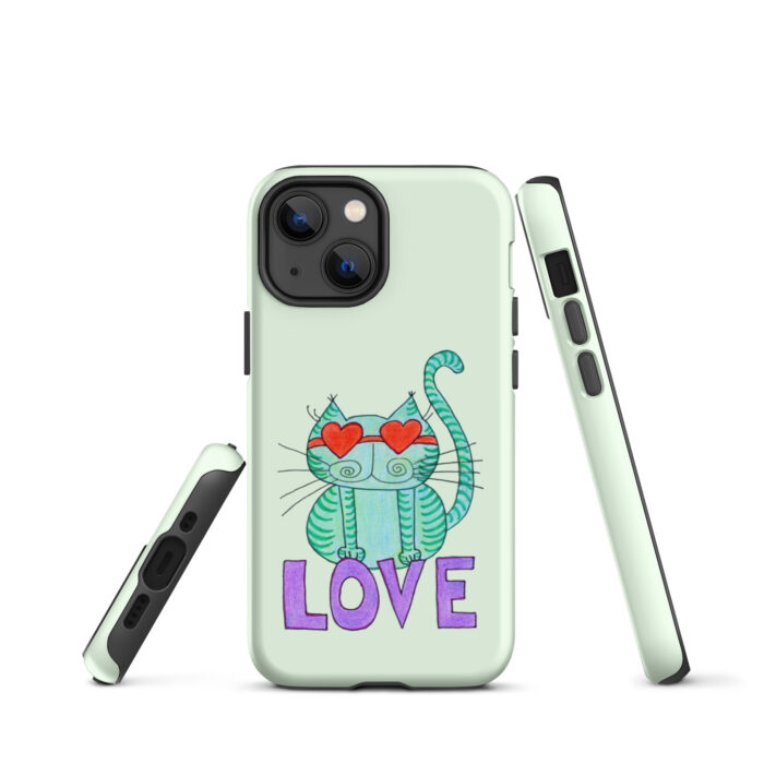 Cool Cat Love Tough iPhone Case- Honeydew - Image 17