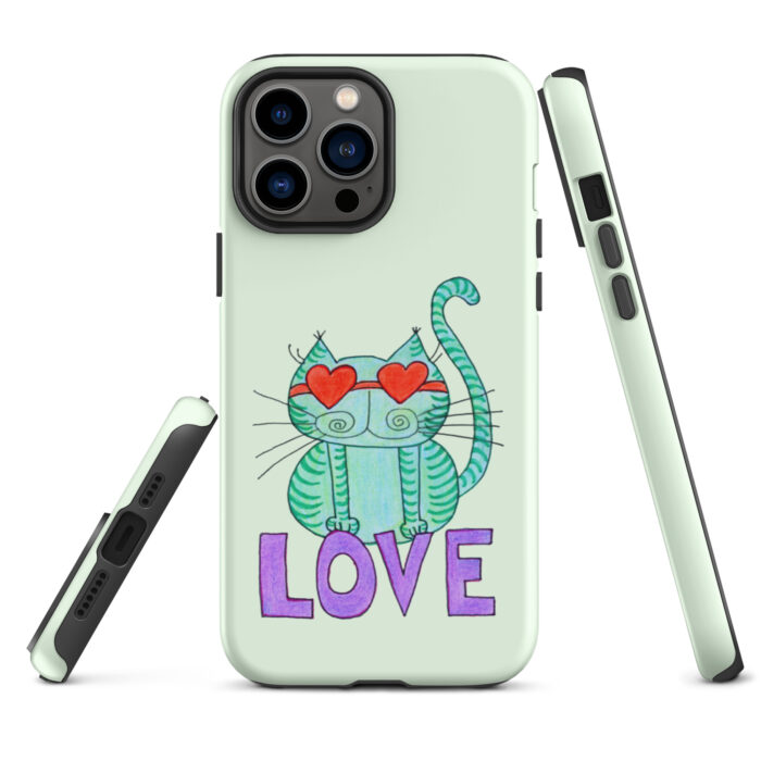 Cool Cat Love Tough iPhone Case- Honeydew