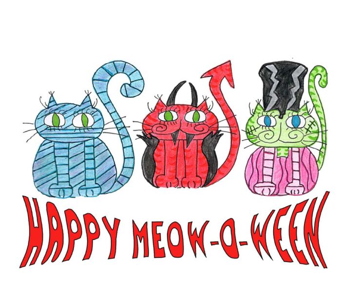 Happy Meowoween Costume Cats Youth Hoodie - Image 4