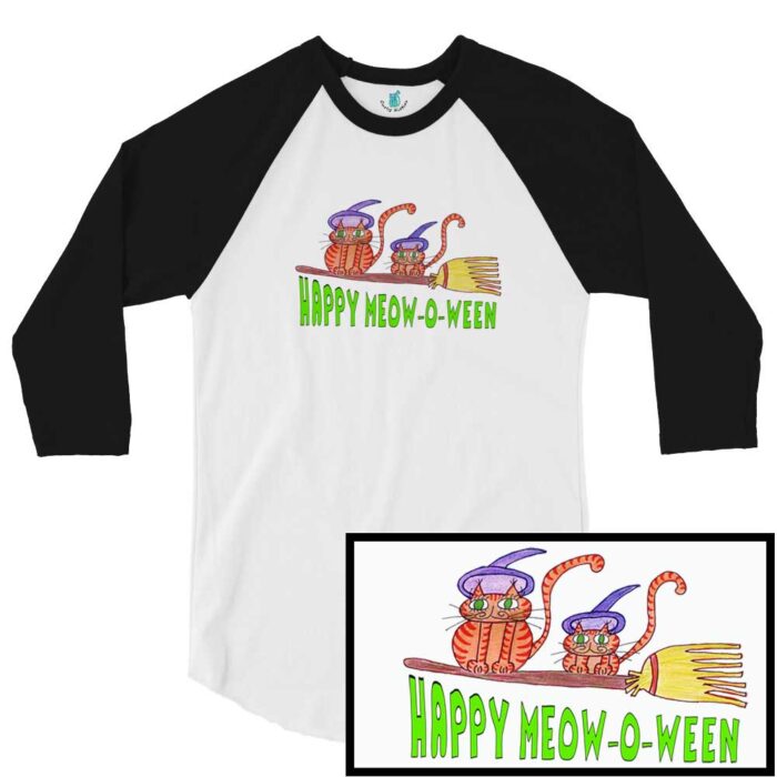 Happy Meowoween Witches' Cats Adult 3/4 Sleeve Shirt