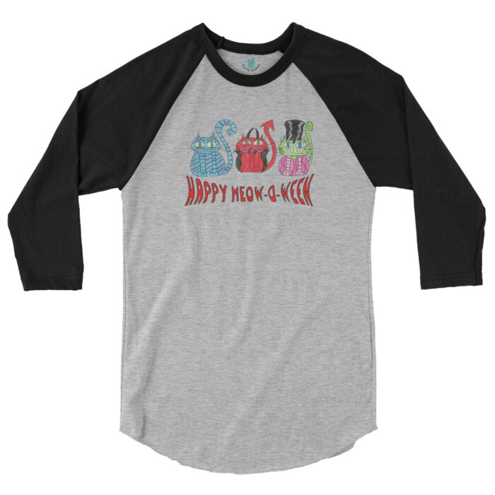Happy Meowoween Costume Cats Adult 3/4 Sleeve Shirt - Image 2