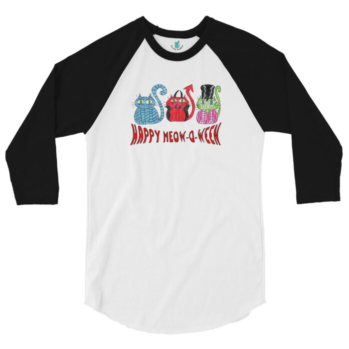 Happy Meowoween Costume Cats Adult 3/4 Sleeve Shirt - Image 3