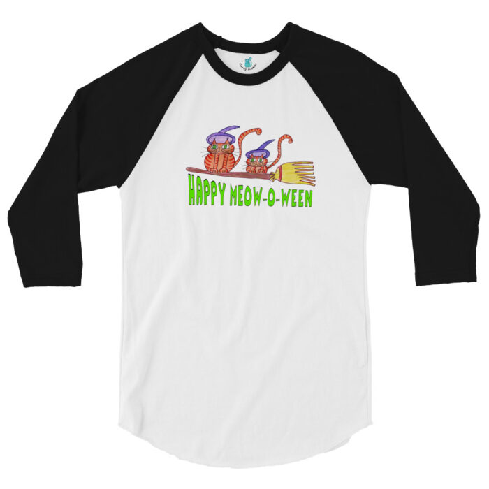 Happy Meowoween Witches' Cats Adult 3/4 Sleeve Shirt - Image 2