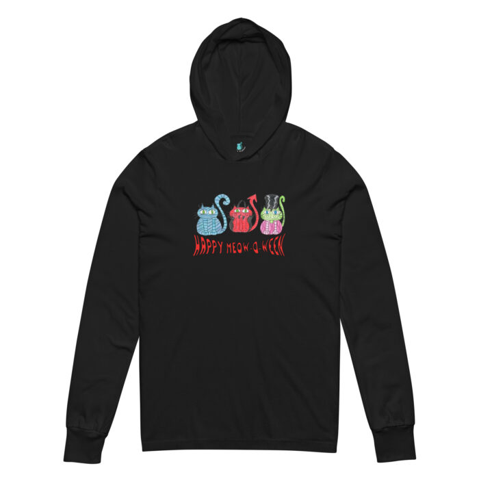 Happy Meowoween Costume Cats Adult Hooded Long-sleeve Tee - Image 2
