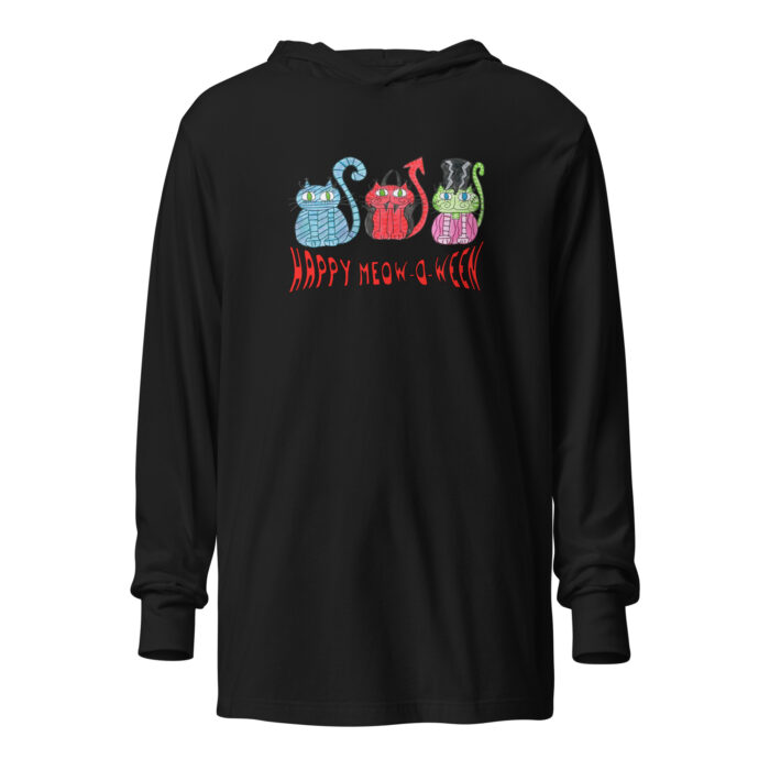Happy Meowoween Costume Cats Adult Hooded Long-sleeve Tee - Image 5