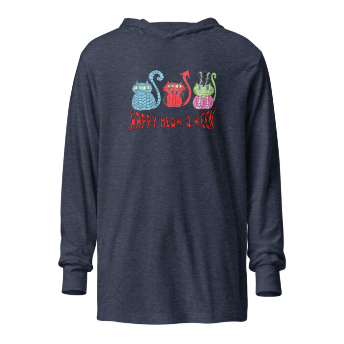 Happy Meowoween Costume Cats Adult Hooded Long-sleeve Tee