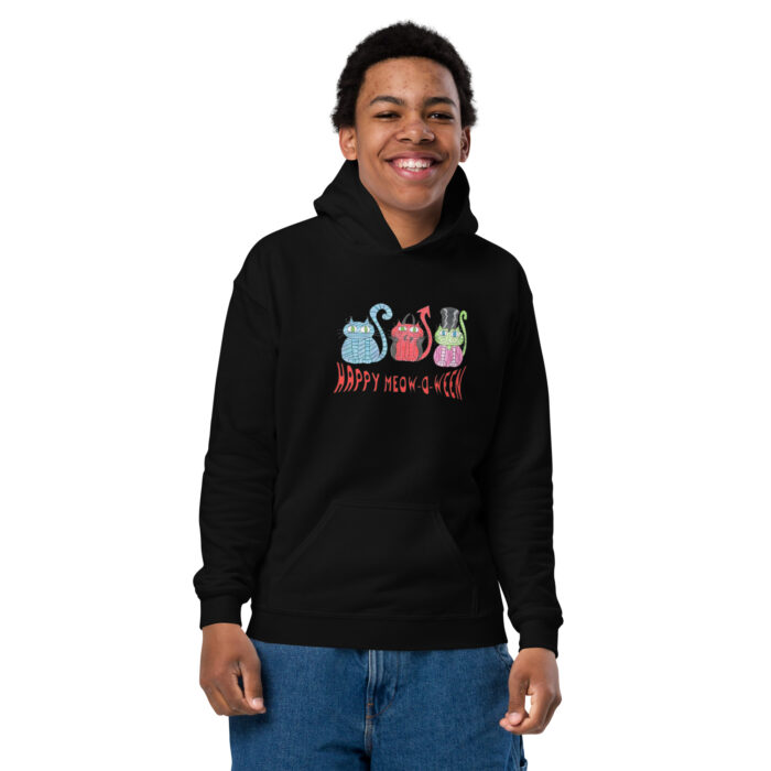 Happy Meowoween Costume Cats Youth Hoodie - Image 2