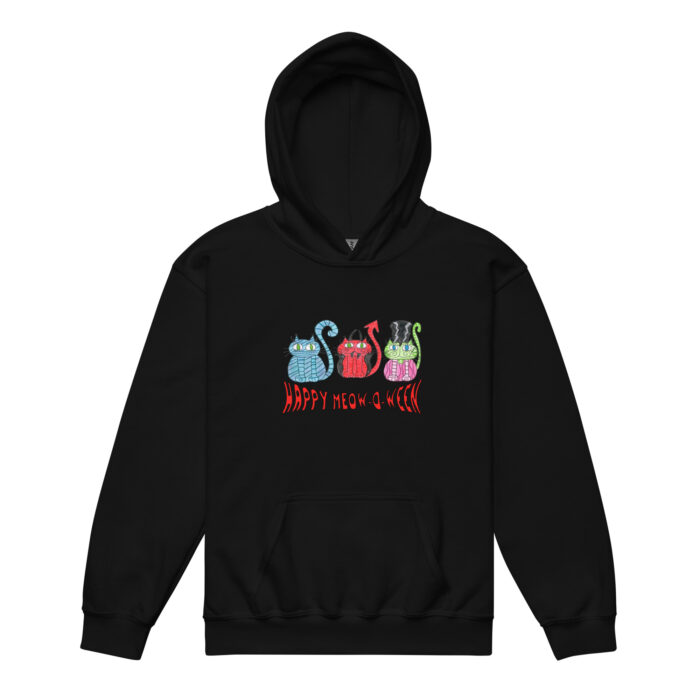 Happy Meowoween Costume Cats Youth Hoodie - Image 3