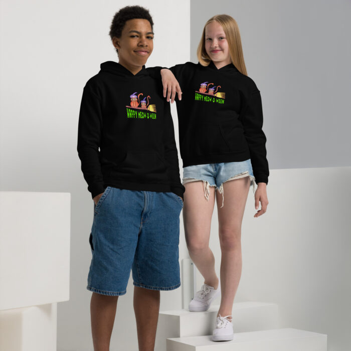Happy Meowoween Witches' Cats Youth Hoodie - Image 3