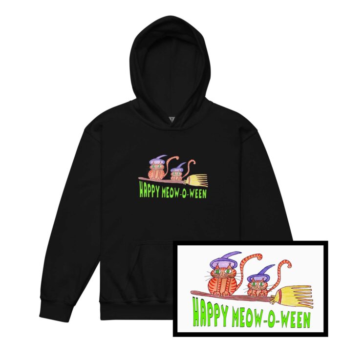 Happy Meowoween Witches' Cats Youth Hoodie