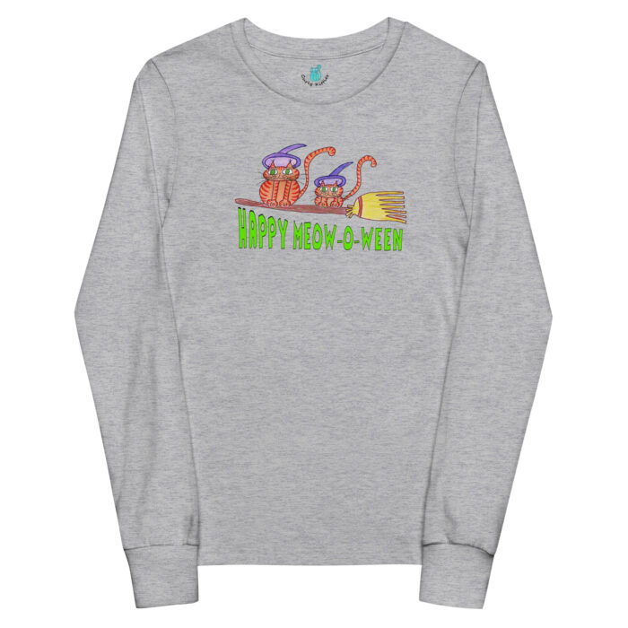 Happy Meowoween Witches' Cats Youth Long Sleeve Tee - Image 3