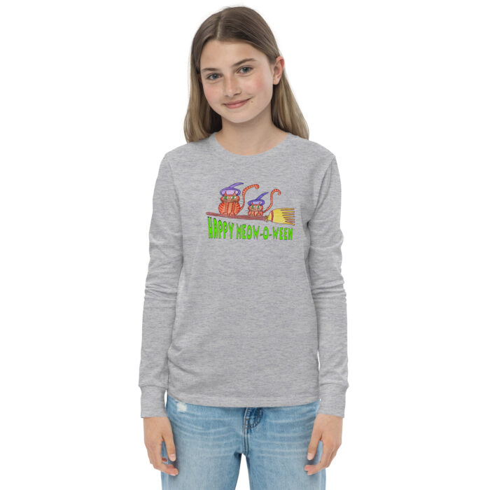 Happy Meowoween Witches' Cats Youth Long Sleeve Tee - Image 4